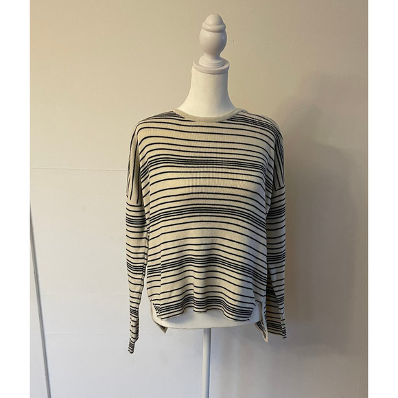 Eileen Fisher Sweaters - Hi-Low Pullover Striped Knit Sweater Sz P (striped cotton sweater sustainable)